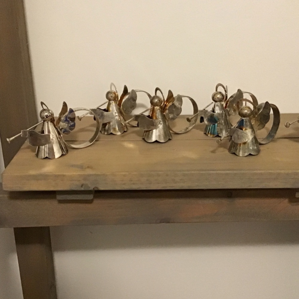 Vintage Seasonal holiday Metal Angel napkin rings